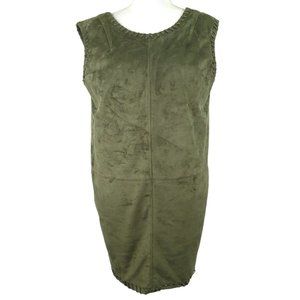 ASTR The Label Green Faux Suede Mini Dress Womens Sz S Sleeveless Slash Pockets